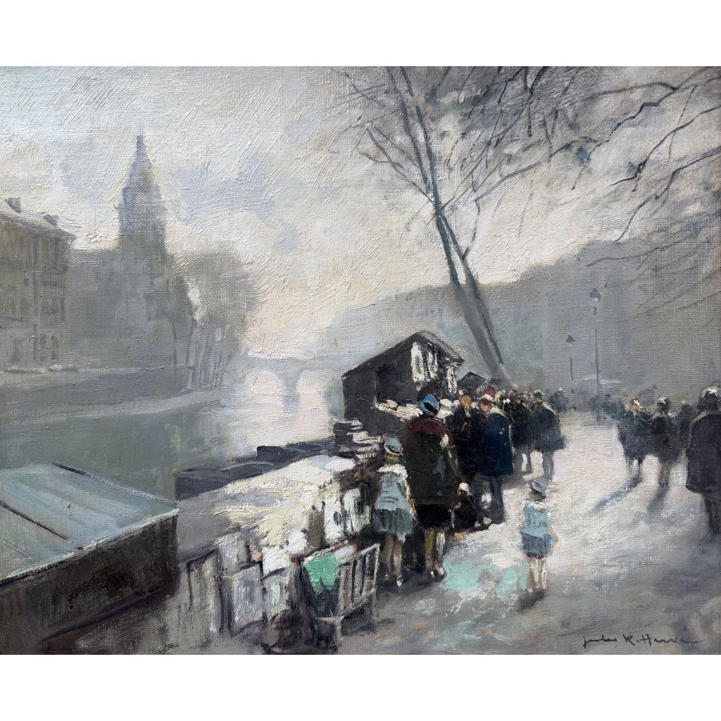 HERVE Jules Peinture Française 20è Paris La Seine et ses bouquinistes Huile sur Toile Signée Certificat d’authenticité 5 HERVE Jules Peinture Française 20è Paris La Seine et ses bouquinistes Huile sur Toile Signée Certificat d’authenticité 5