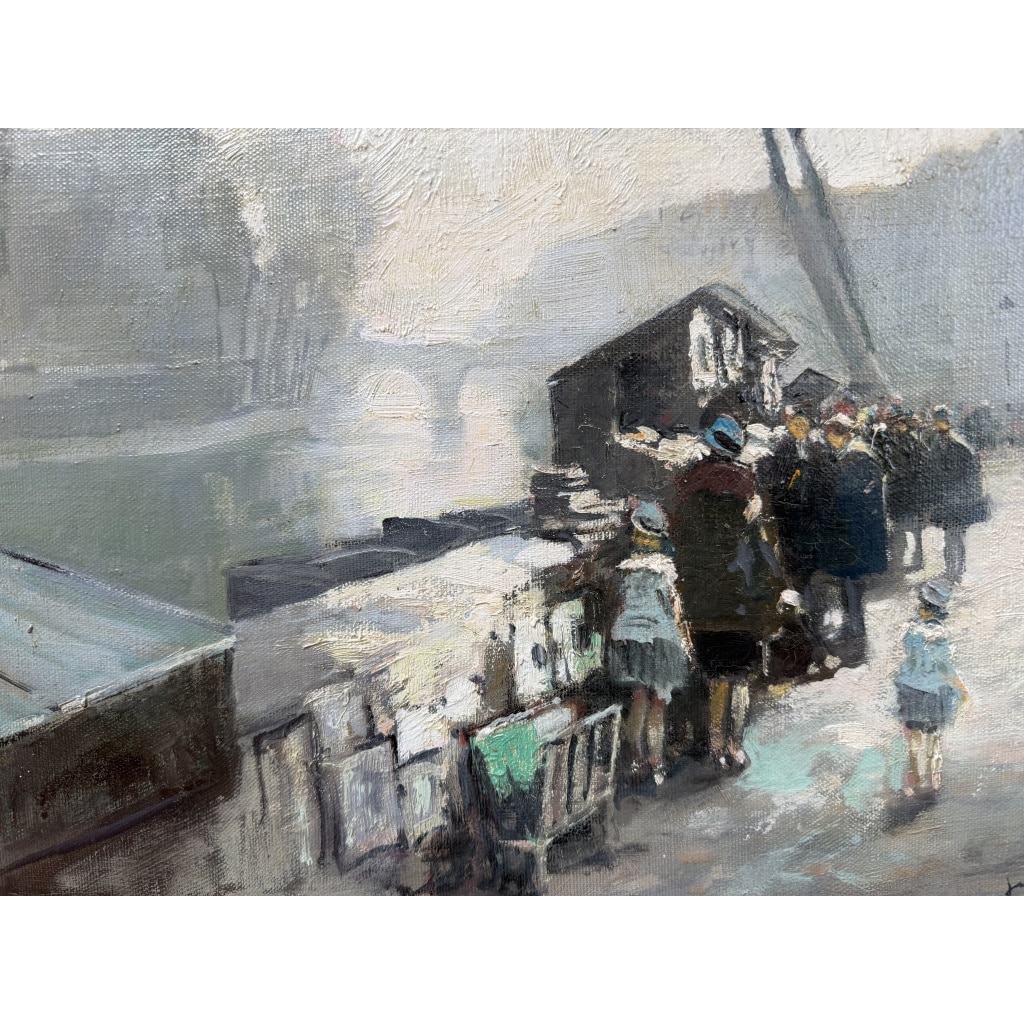 HERVE Jules Peinture Française 20è Paris La Seine et ses bouquinistes Huile sur Toile Signée Certificat d’authenticité 4 HERVE Jules Peinture Française 20è Paris La Seine et ses bouquinistes Huile sur Toile Signée Certificat d’authenticité 4