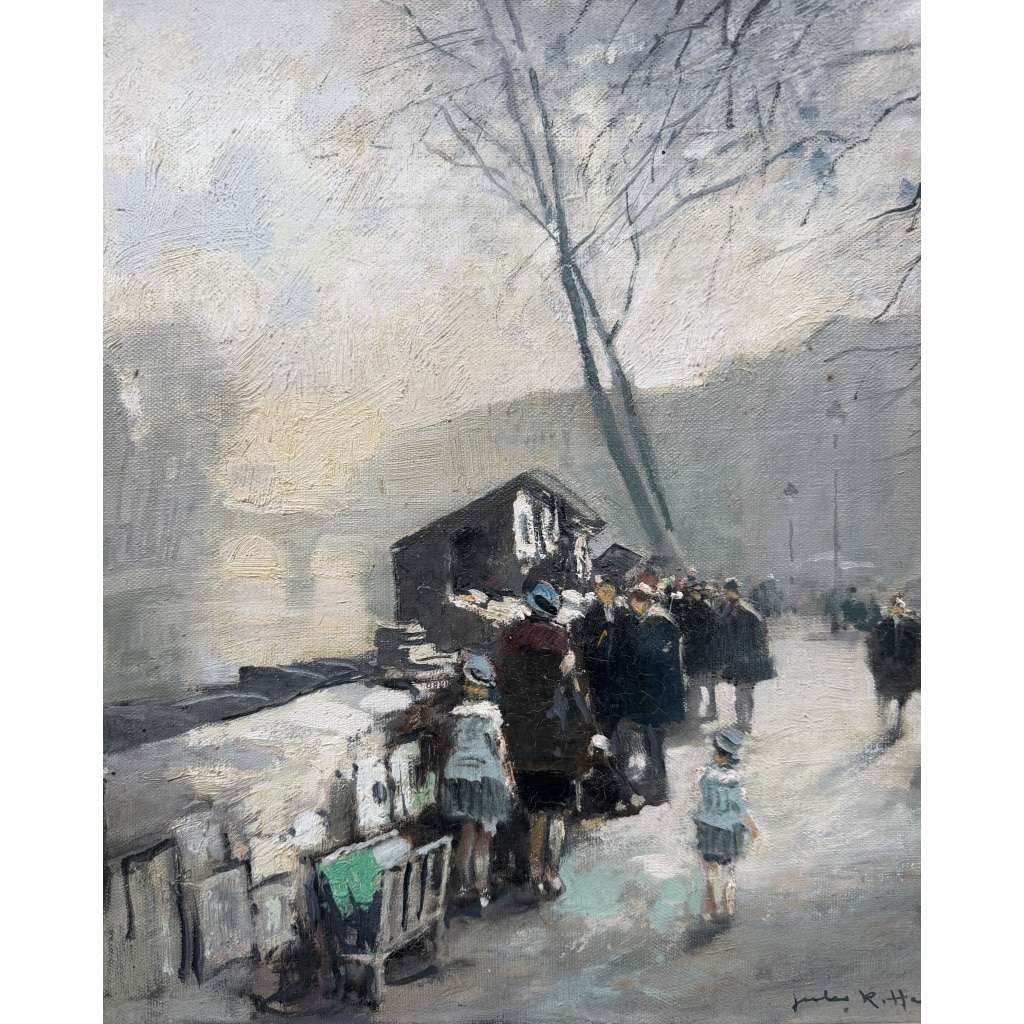 HERVE Jules Peinture Française 20è Paris La Seine et ses bouquinistes Huile sur Toile Signée Certificat d’authenticité 3 HERVE Jules Peinture Française 20è Paris La Seine et ses bouquinistes Huile sur Toile Signée Certificat d’authenticité 3