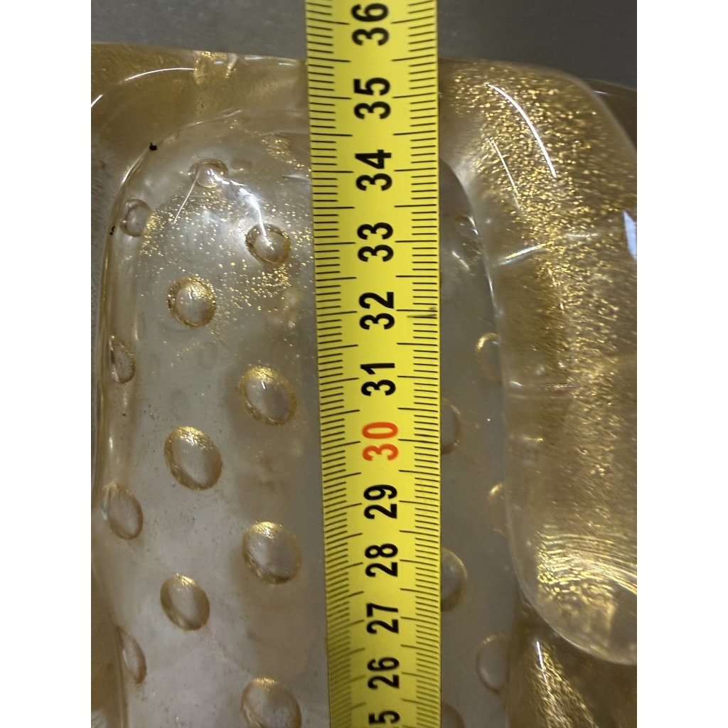 1970′ Vase Cristal Murano Avec Paillons D’ Or Signé Barovier i Toso H 36 x 26 cm 5