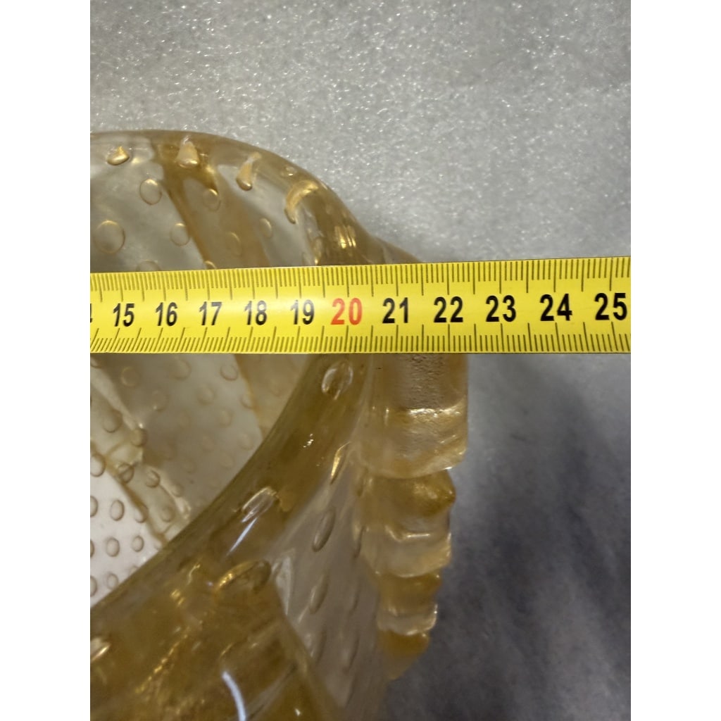 1970′ Vase Cristal Murano Avec Paillons D’ Or Signé Barovier i Toso H 36 x 26 cm 3