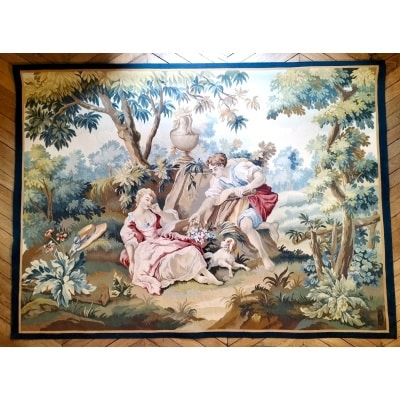 Tapisserie d&rsquo;Aubusson scène galante d&rsquo;après François Boucher