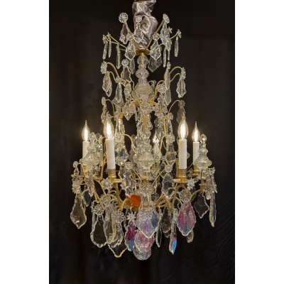 Lustre Français de la fin du XVIIIeme siècle en Bronze Doré et Cristal Taillé vers 1780 2