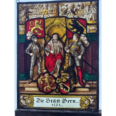 Vitrail style renaissance canton de Bern H48CM L36CM 2