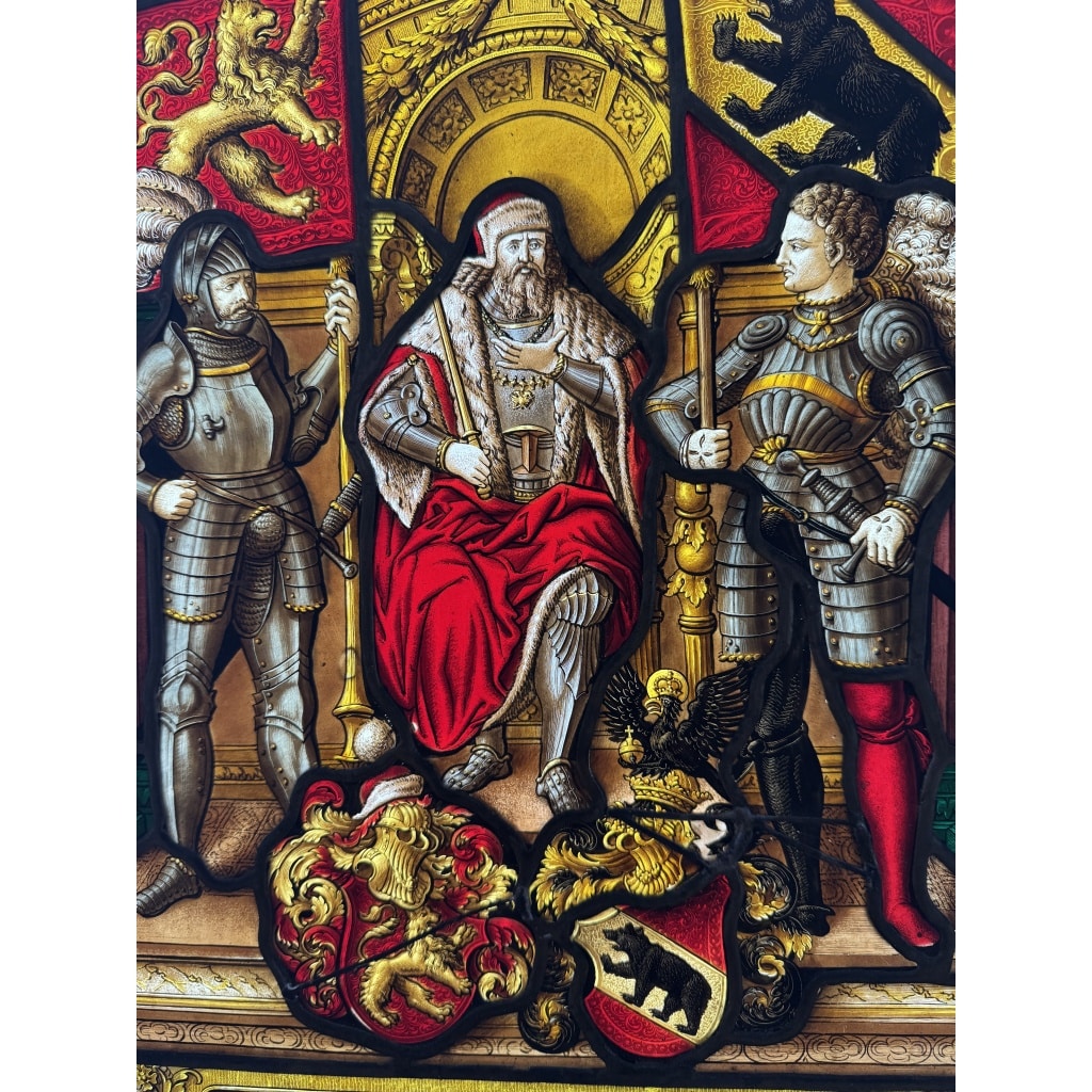Vitrail style renaissance canton de Bern H48CM L36CM 4