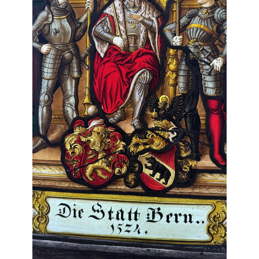 Vitrail style renaissance canton de Bern H48CM L36CM 6