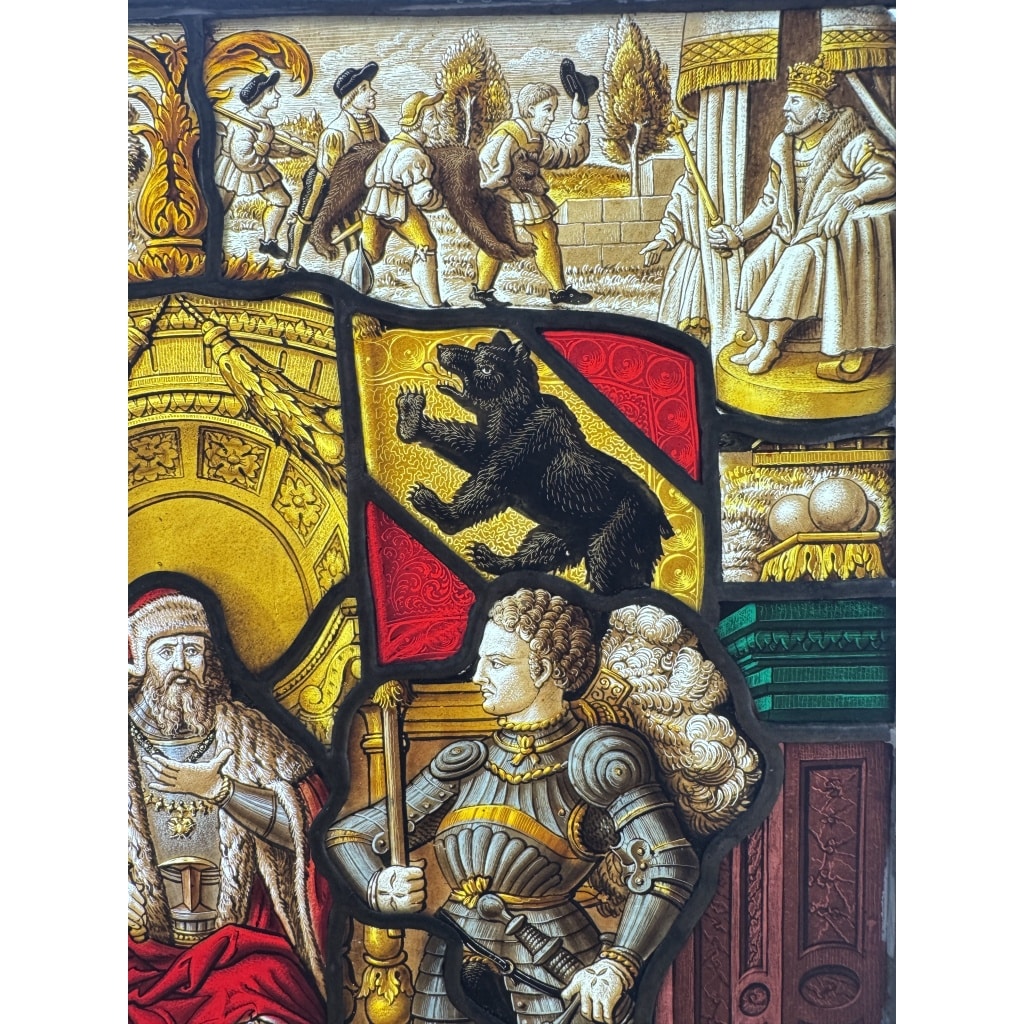 Vitrail style renaissance canton de Bern H48CM L36CM 8
