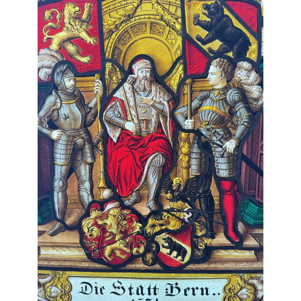 Vitrail style renaissance canton de Bern H48CM L36CM 10
