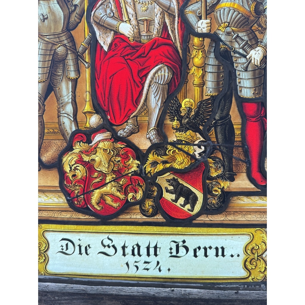Vitrail style renaissance canton de Bern H48CM L36CM 11