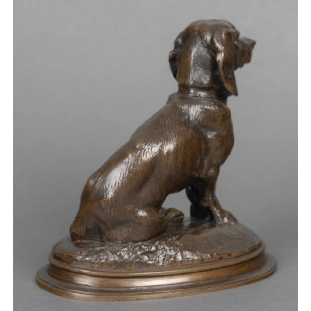 Sculpture – Basset Assis (Ravageot) , Emmanuel Frémiet (1824 -1910) – Bronze 6