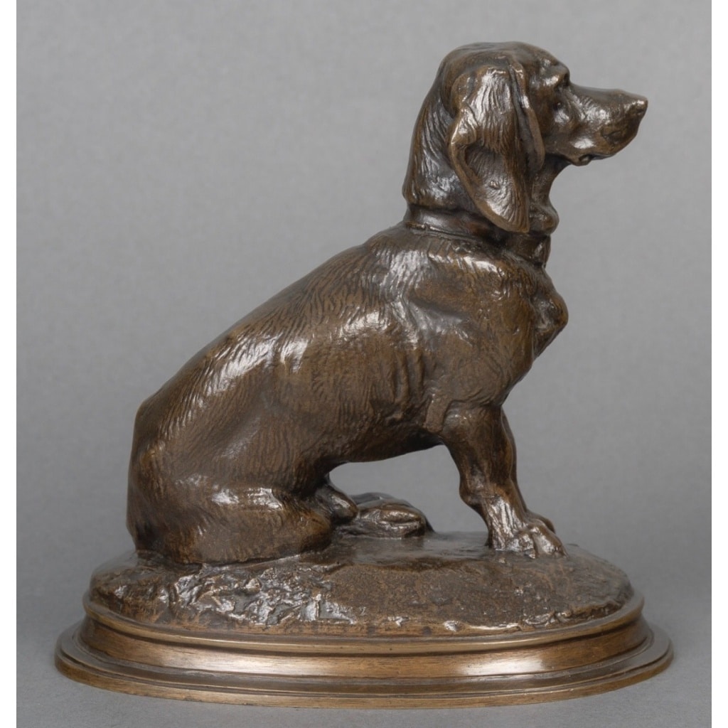 Sculpture – Basset Assis (Ravageot) , Emmanuel Frémiet (1824 -1910) – Bronze 7