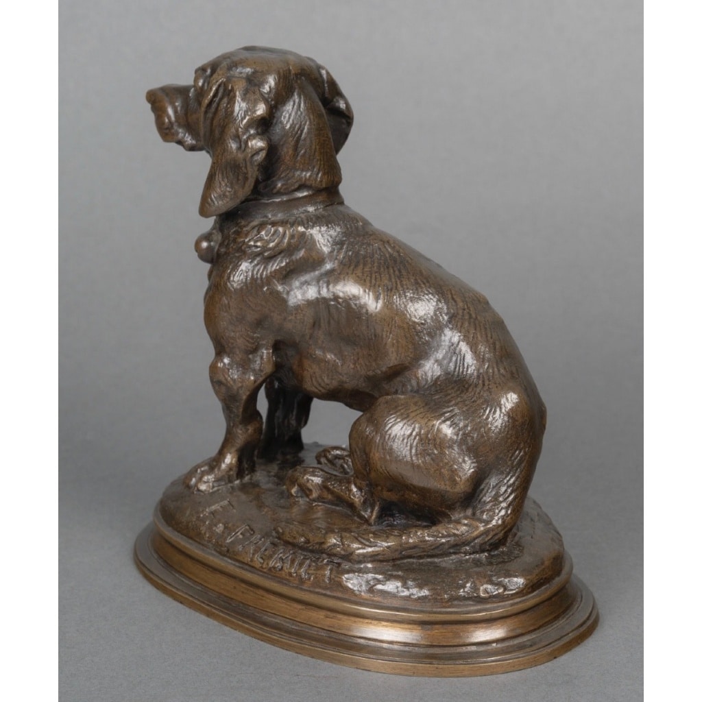 Sculpture – Basset Assis (Ravageot) , Emmanuel Frémiet (1824 -1910) – Bronze 9