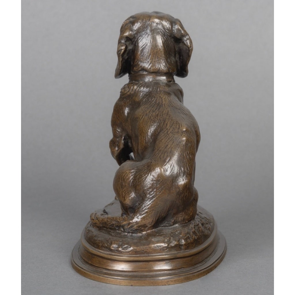Sculpture – Basset Assis (Ravageot) , Emmanuel Frémiet (1824 -1910) – Bronze 10