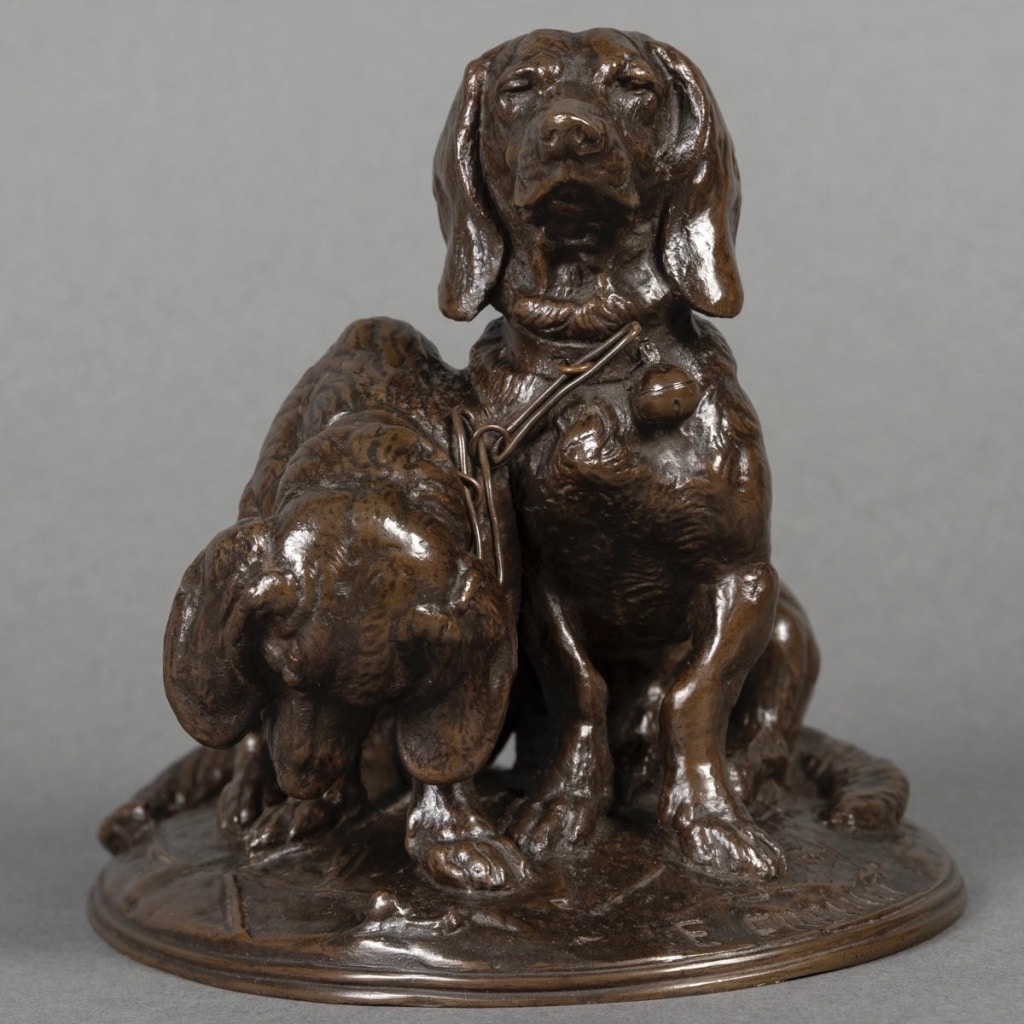 Sculpture – Groupe De Bassets , Ravageot Et Ravageode , Emmanuel Frémiet (1824 -1910) – Bronze 2