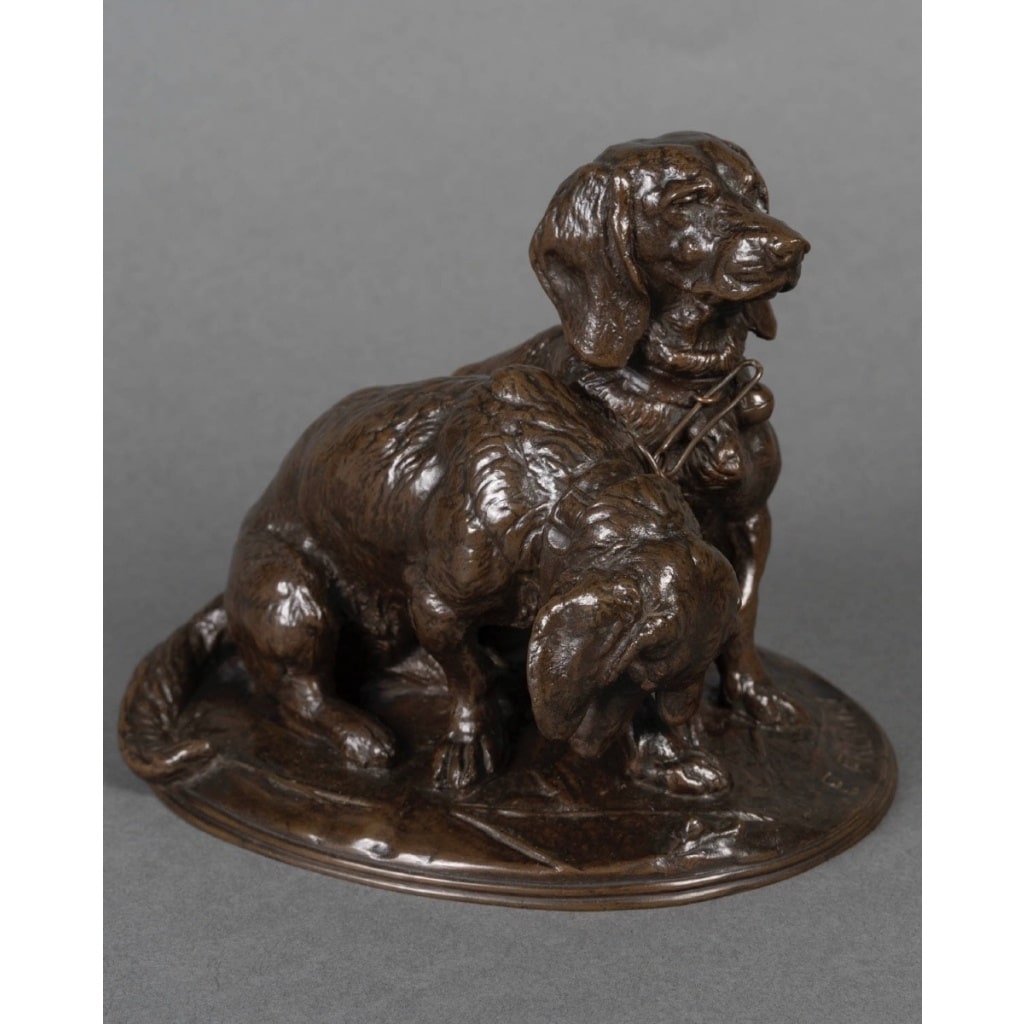 Sculpture – Groupe De Bassets , Ravageot Et Ravageode , Emmanuel Frémiet (1824 -1910) – Bronze 8