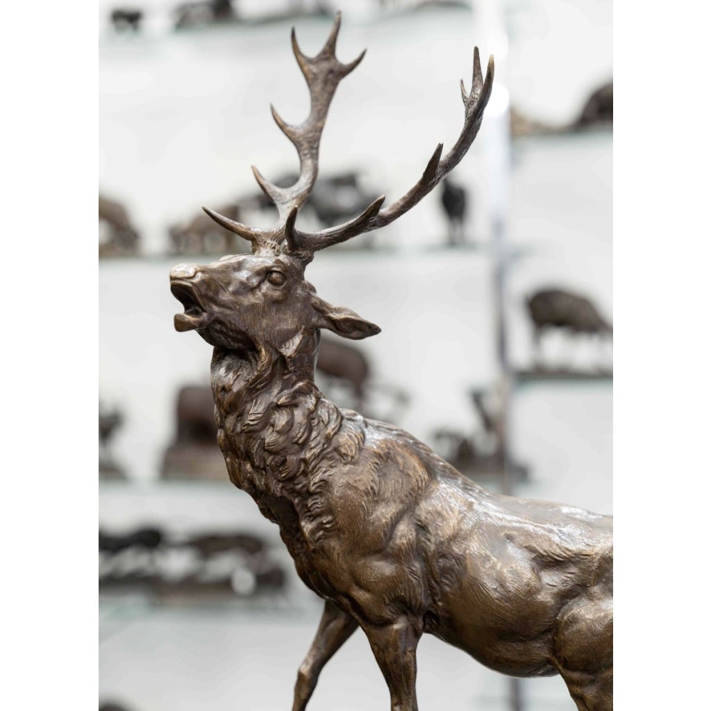 Sculpture – Famille De Cervidés , Hippolyte Heizler (1828-1871) – Bronze 4