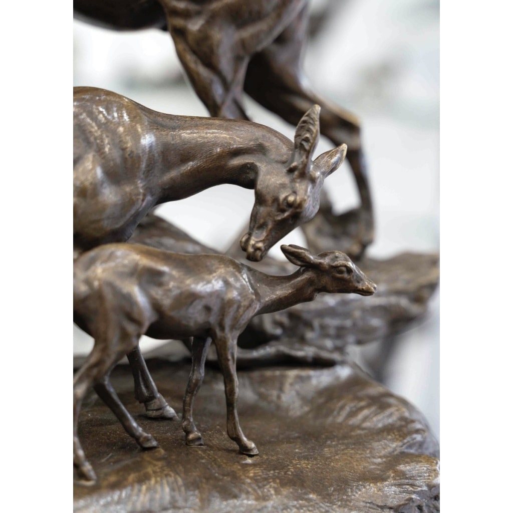 Sculpture – Famille De Cervidés , Hippolyte Heizler (1828-1871) – Bronze 10