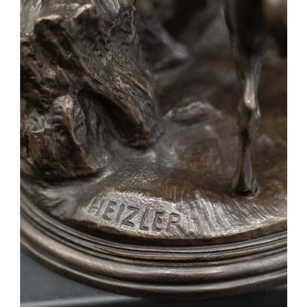 Sculpture – Famille De Cervidés , Hippolyte Heizler (1828-1871) – Bronze 11