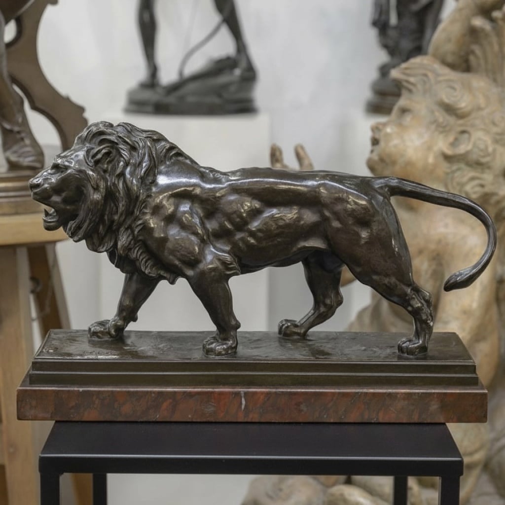 Sculpture – Le Lion Marchant , Antoine – Louis Barye (1795-1875) – Bronze 2