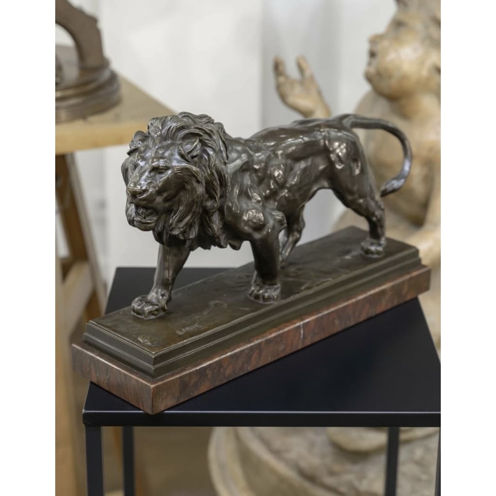 Sculpture – Le Lion Marchant , Antoine – Louis Barye (1795-1875) – Bronze 3