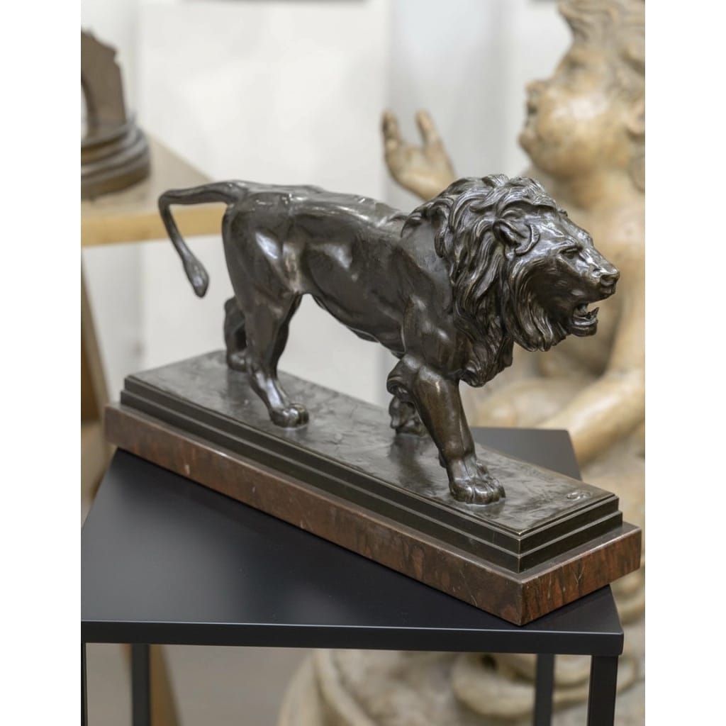 Sculpture – Le Lion Marchant , Antoine – Louis Barye (1795-1875) – Bronze 5