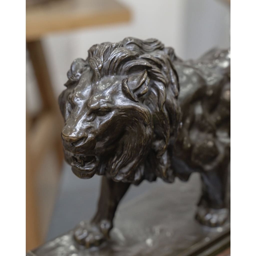 Sculpture – Le Lion Marchant , Antoine – Louis Barye (1795-1875) – Bronze 6