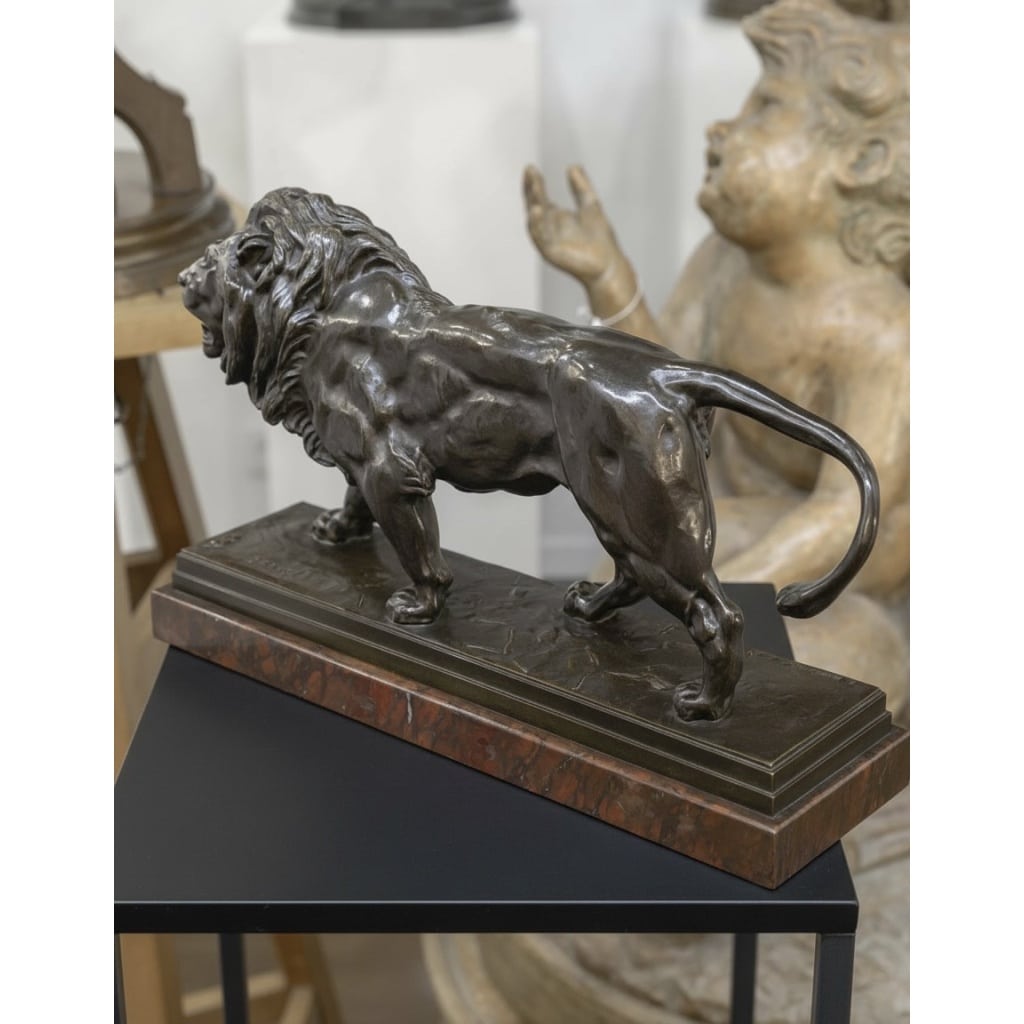 Sculpture – Le Lion Marchant , Antoine – Louis Barye (1795-1875) – Bronze 7