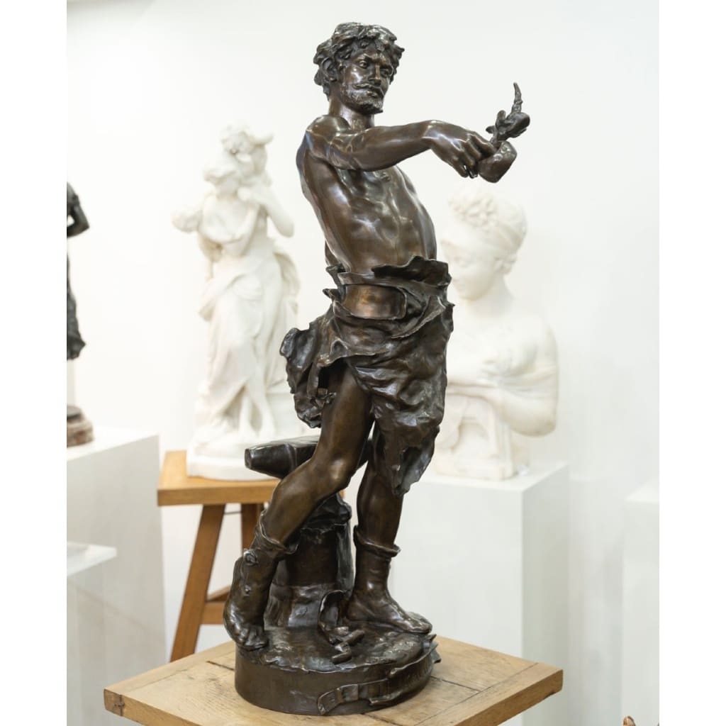 Sculpture – Le Travail , Eugène Marioton (1857-1933) – Bronze 4