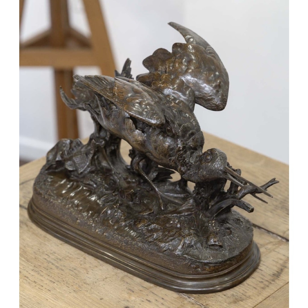 Sculpture – Bécasse À L’ Envol , Jules Moigniez (1835-1894) – Bronze 3