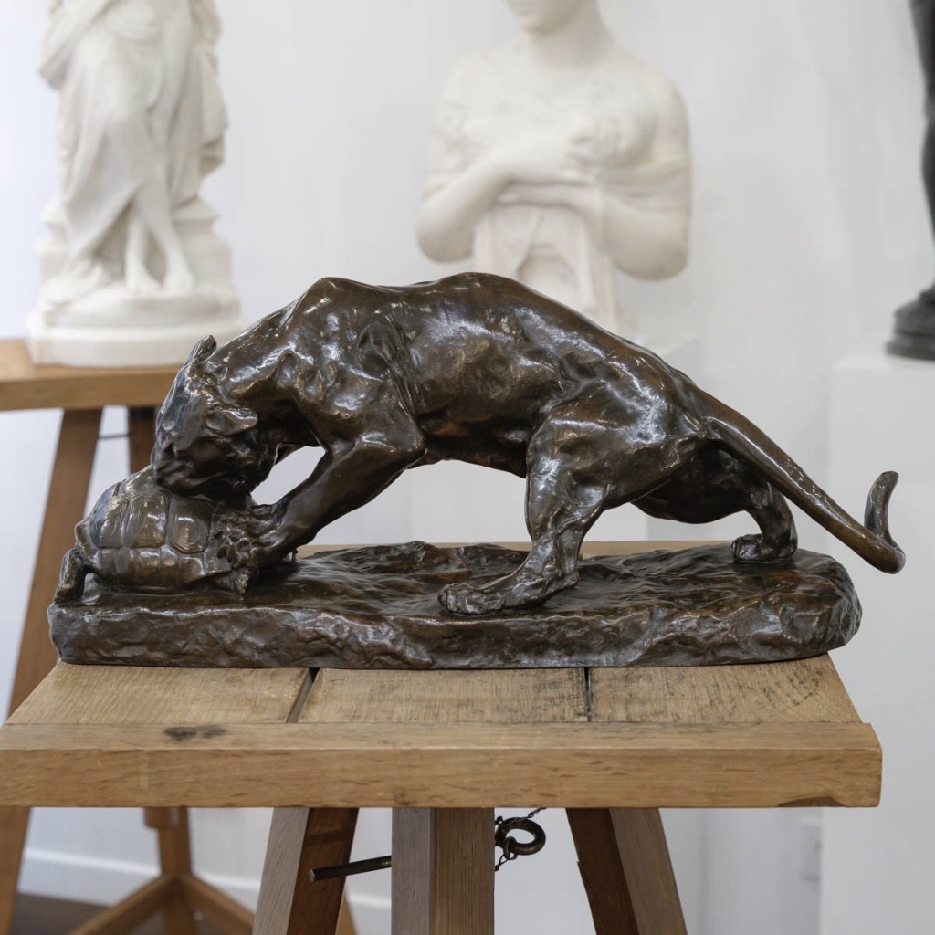 Groupe en bronze , Le Tigre Et La Tortue , Georges Gardet (1863-1939) 2