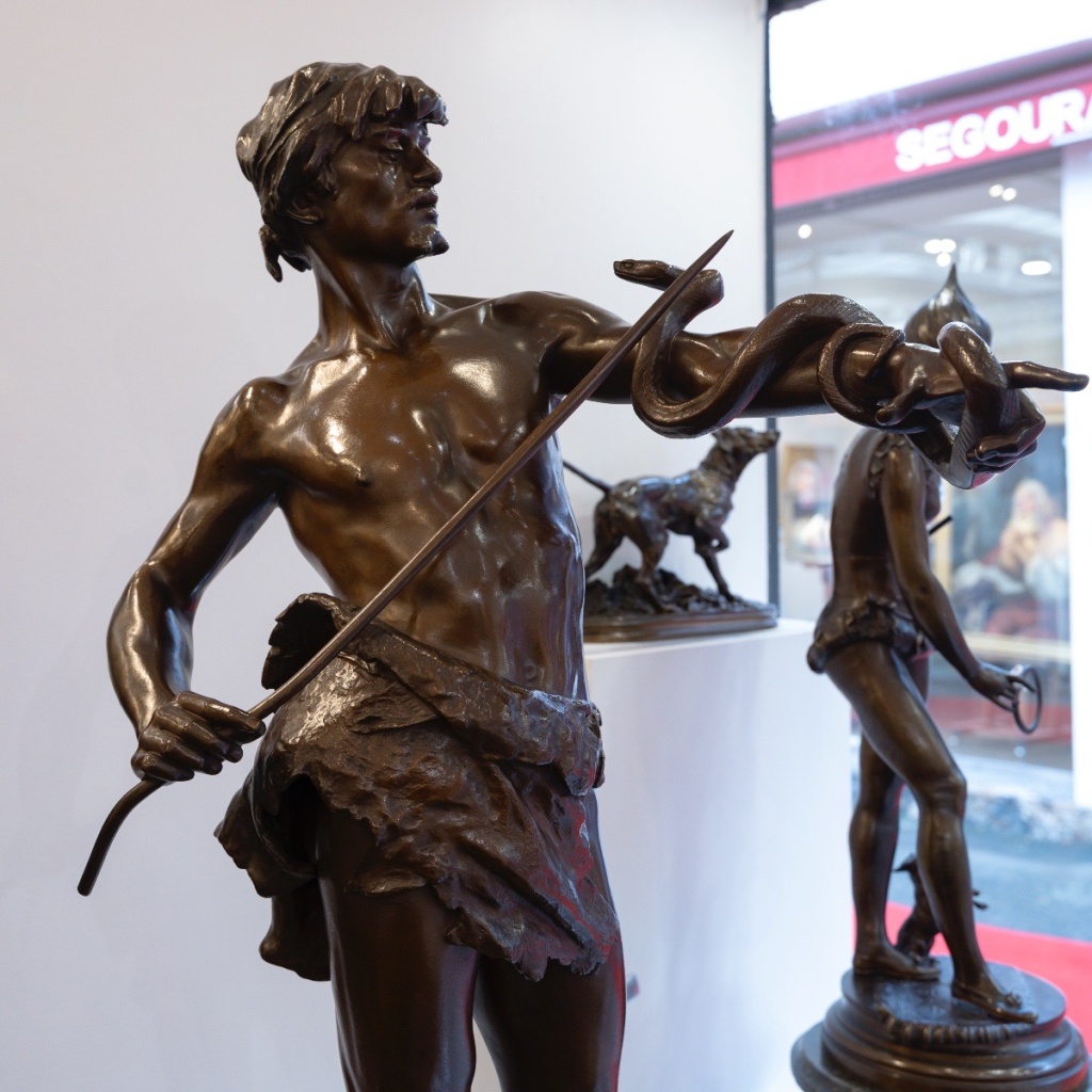 Sculpture – Le Charmeur De Serpent , Eugène Marioton (1857-1933) – Bronze 3 Sculpture – Le Charmeur De Serpent , Eugène Marioton (1857-1933) – Bronze 3