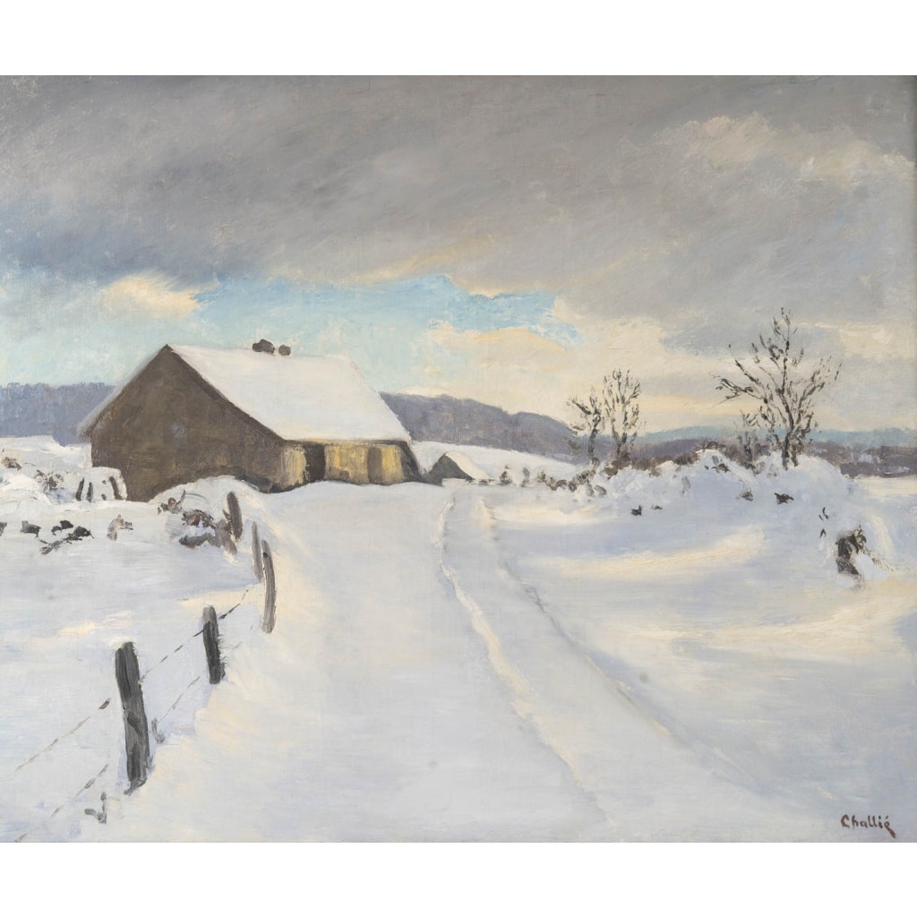 Jean-Laurent BUFFET-CHALLIÉ (1880-1943) Paysage de neige, Jura 2