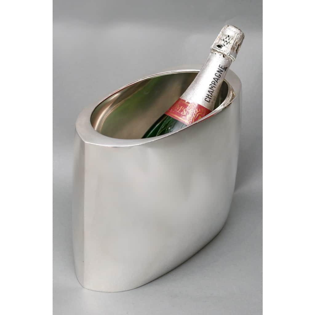 DE VECCHI – Vase/Rafraichissoir en argent massif design Italien 1970 2