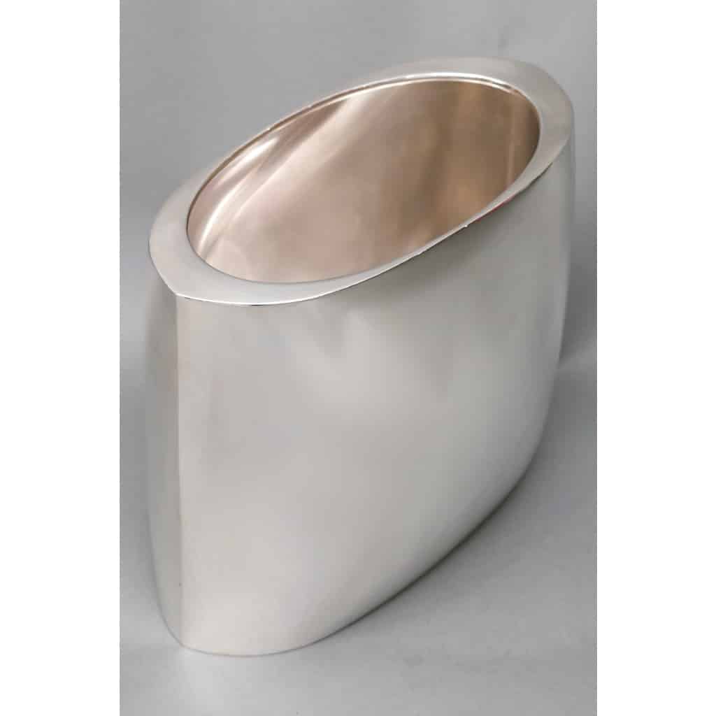 DE VECCHI – Vase/Rafraichissoir en argent massif design Italien 1970 8