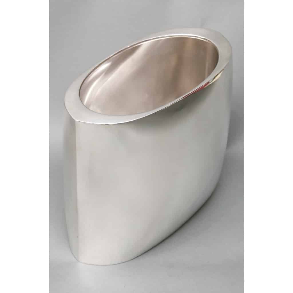 DE VECCHI – Vase/Rafraichissoir en argent massif design Italien 1970 10