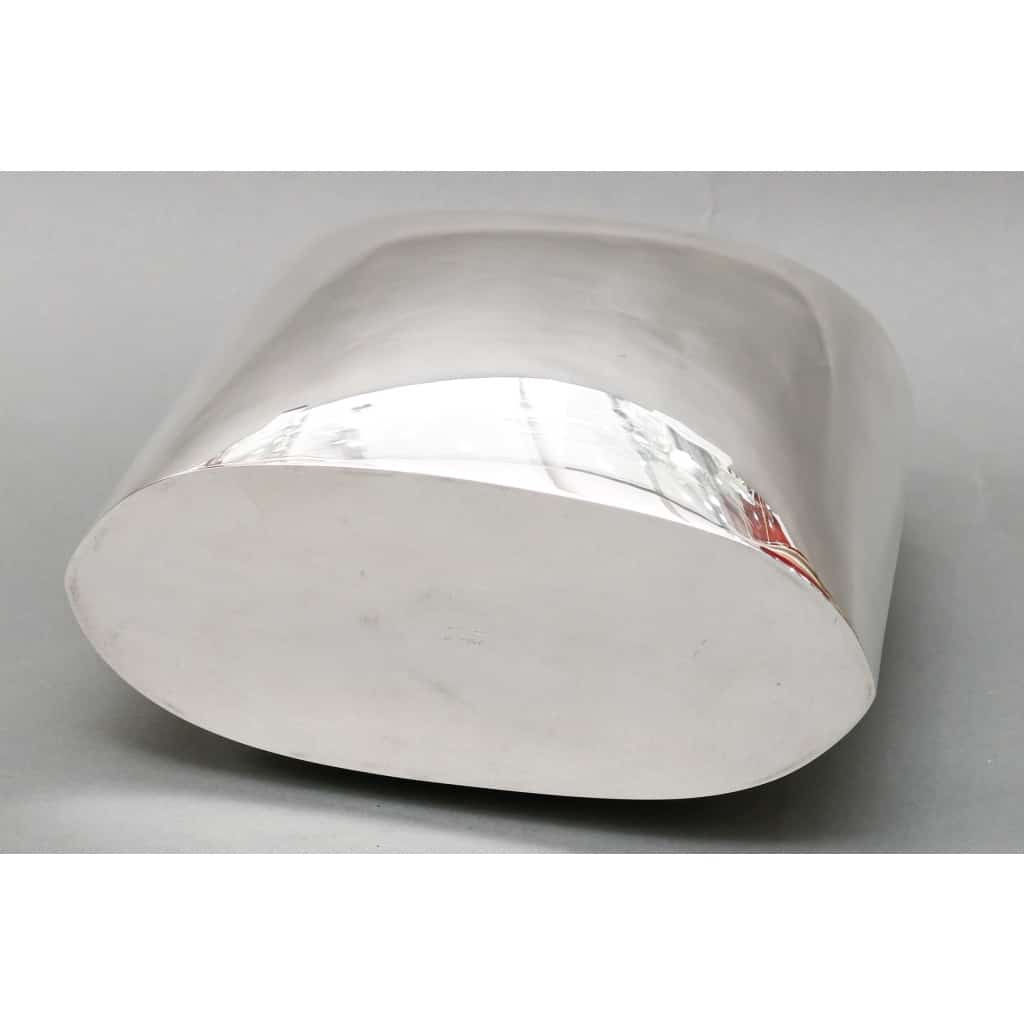 DE VECCHI – Vase/Rafraichissoir en argent massif design Italien 1970 12