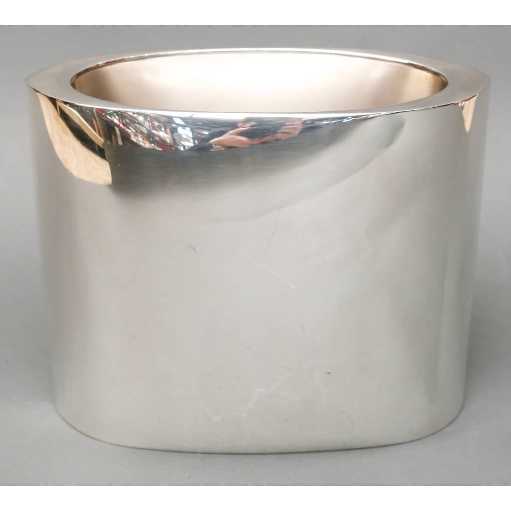 DE VECCHI – Vase/Rafraichissoir en argent massif design Italien 1970 16