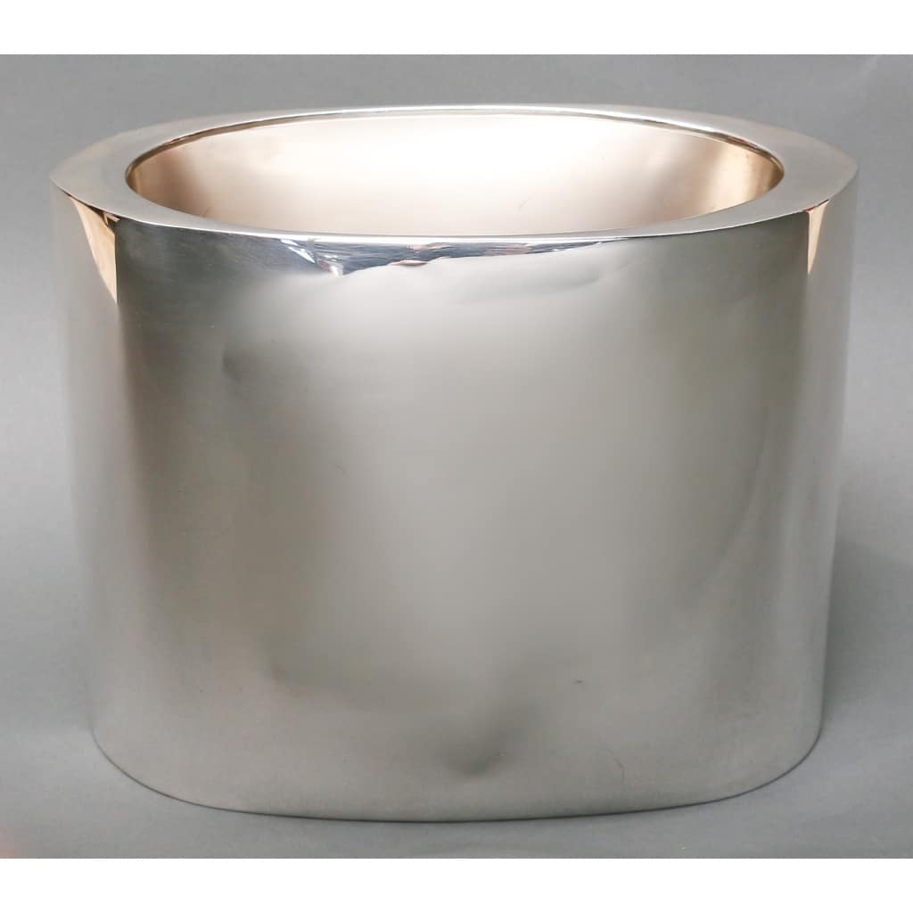 DE VECCHI – Vase/Rafraichissoir en argent massif design Italien 1970 17
