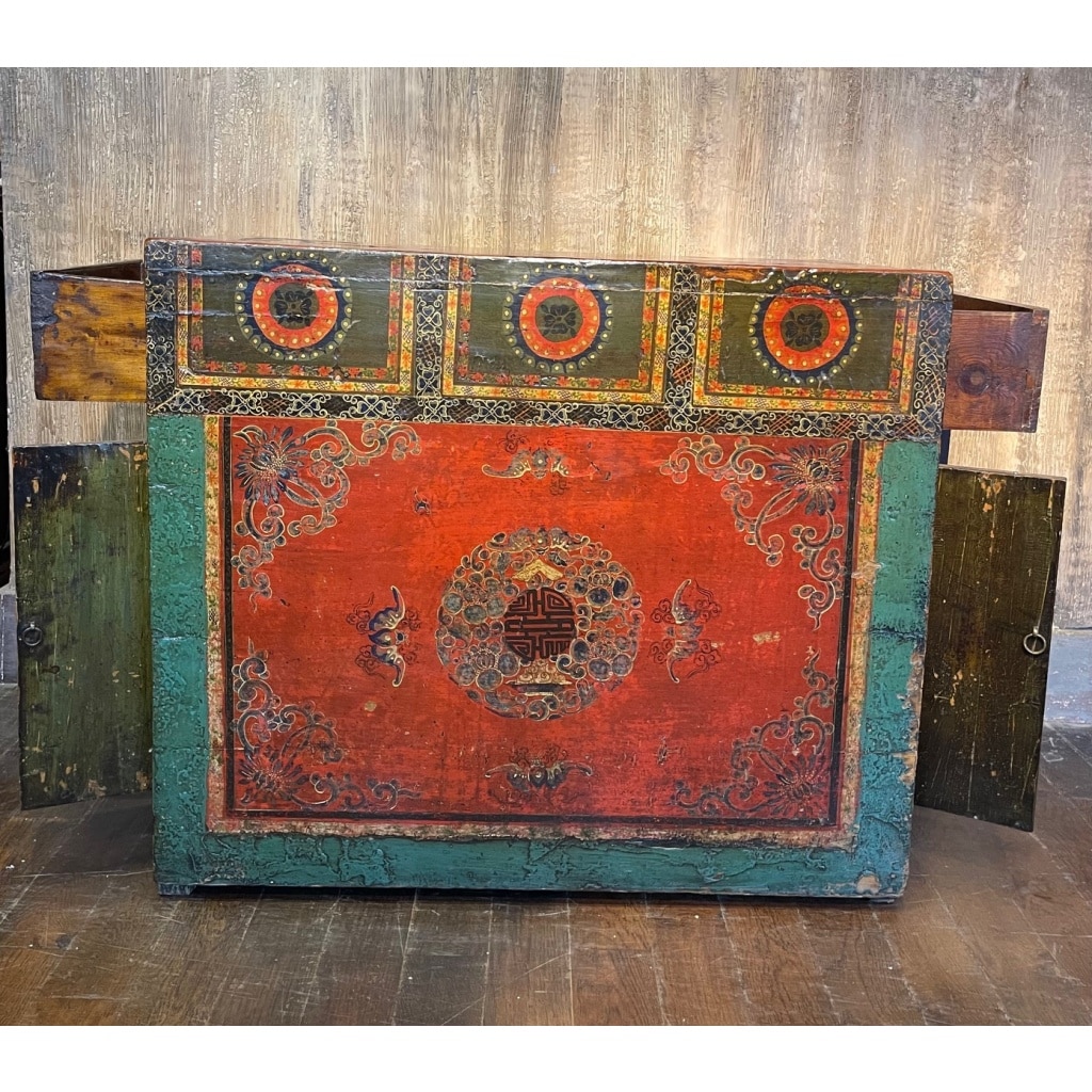 Buffet ancien chinois 4 portes + 2 tiroirs 12