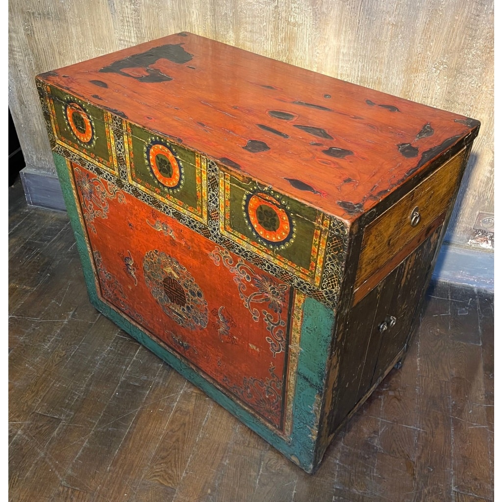 Buffet ancien chinois 4 portes + 2 tiroirs 7