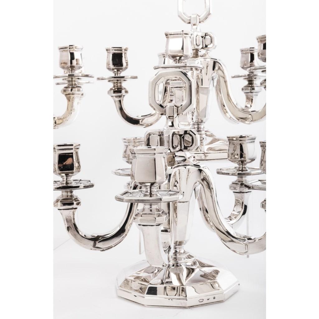 Orfèvre Gustave KELLER Paire de Candélabres argent massif Epoque ART DECO 6 Orfèvre Gustave KELLER Paire de Candélabres argent massif Epoque ART DECO 6