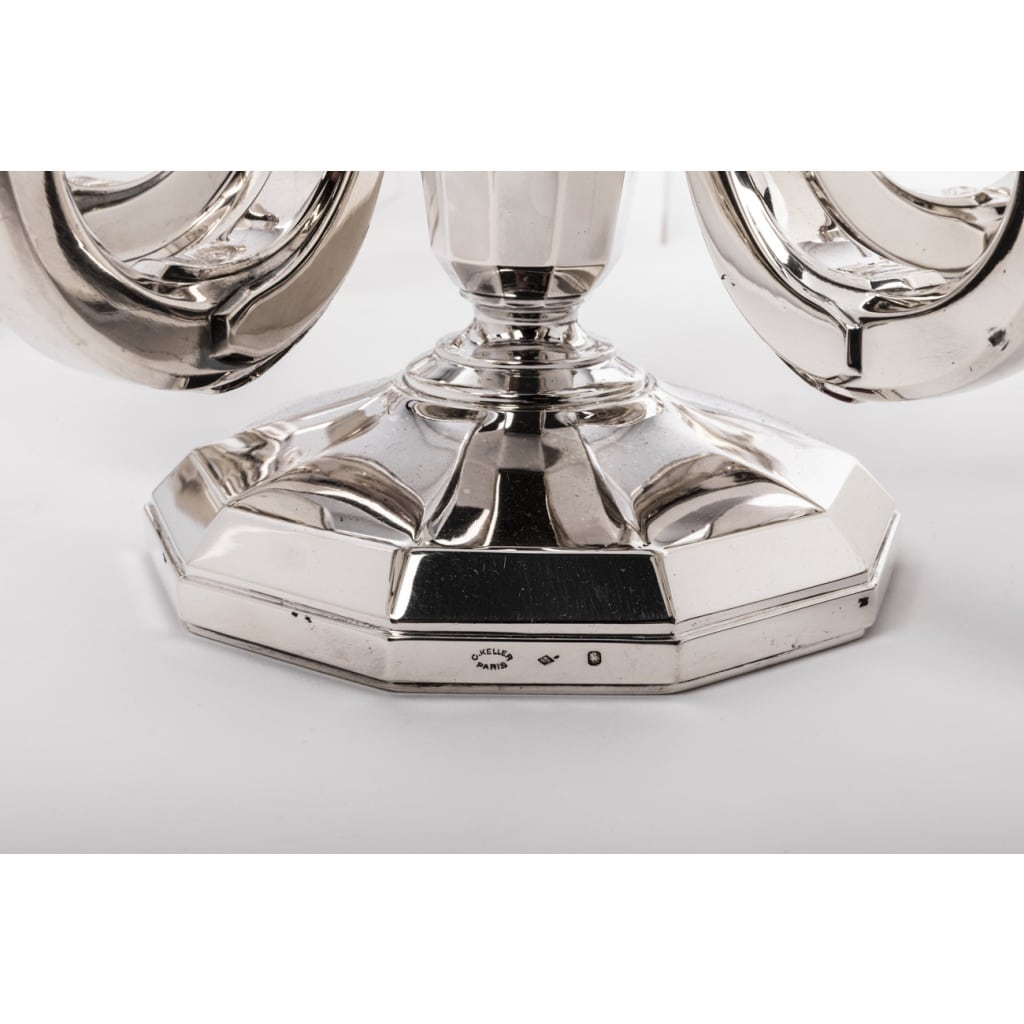Orfèvre Gustave KELLER Paire de Candélabres argent massif Epoque ART DECO 8 Orfèvre Gustave KELLER Paire de Candélabres argent massif Epoque ART DECO 8