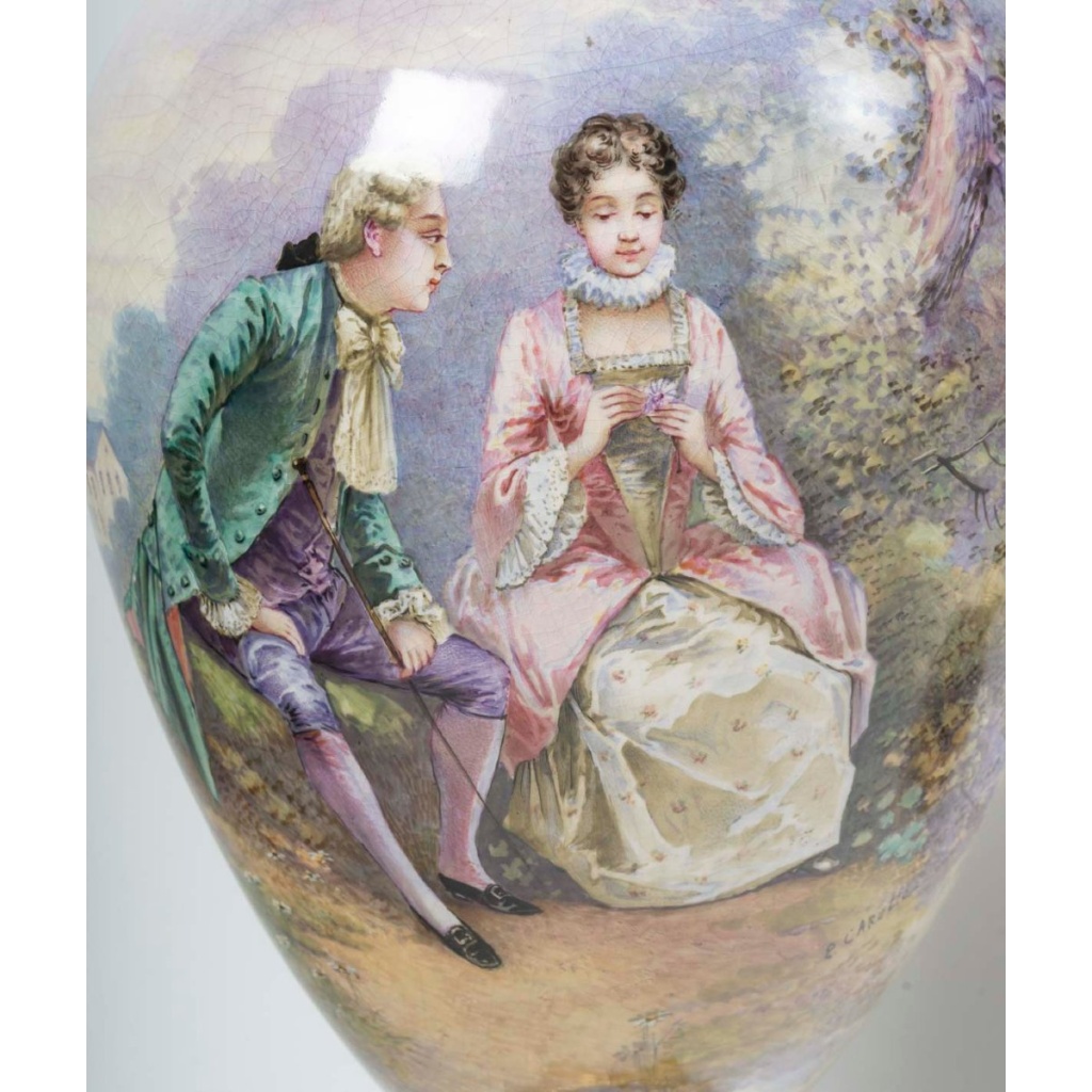 Paire de grands vases décorés avec bouquets en bronze doré – Époque Napoléon III – XIXe siècle 12