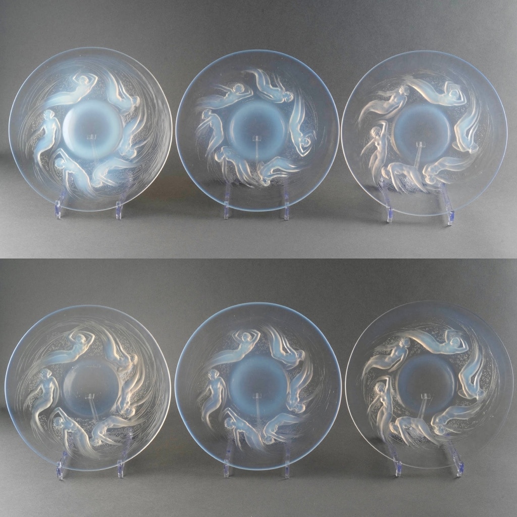 Suite de 6 Assiettes « Ondines » verre opalescent de René LALIQUE 2