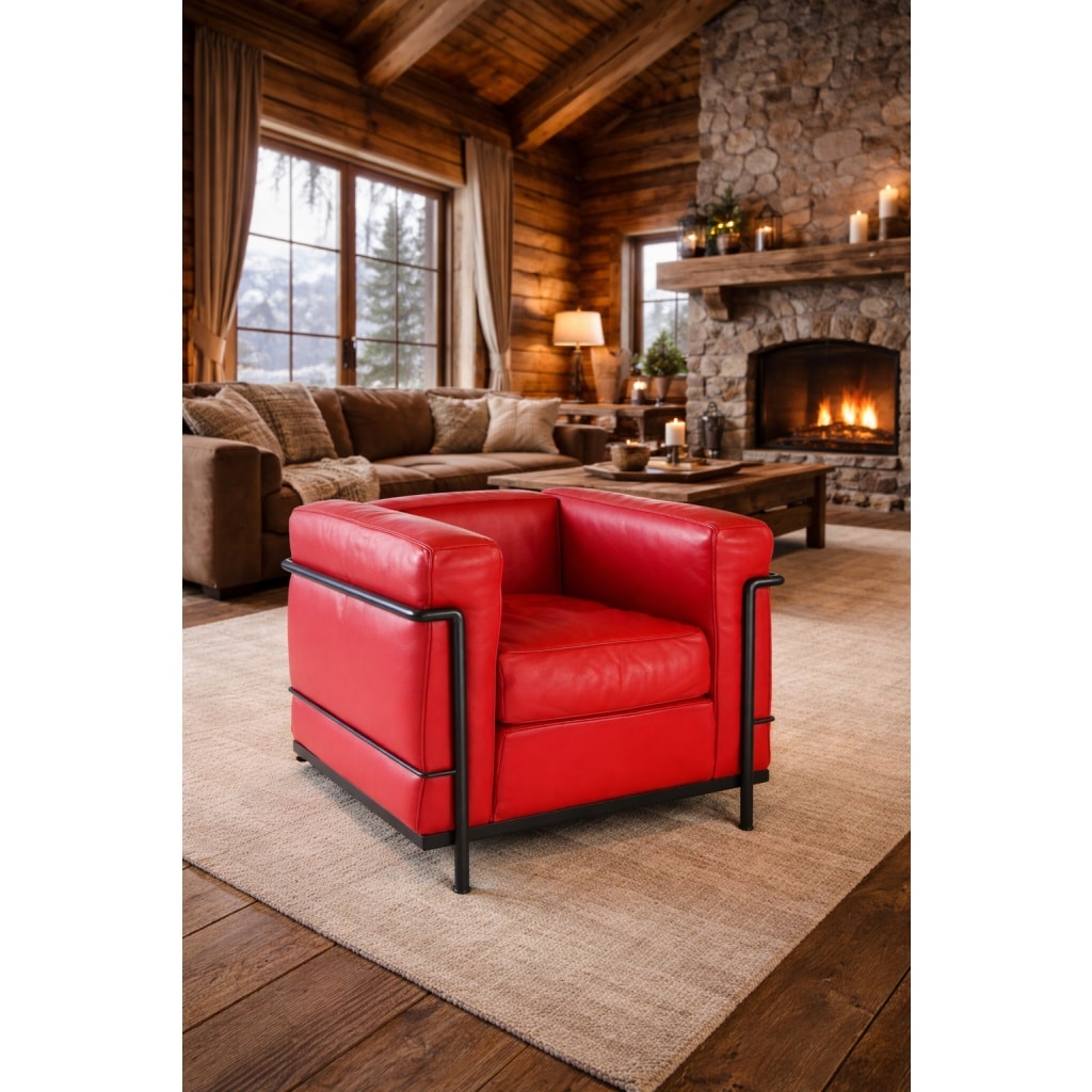 LE CORBUSIER ET PIERRE JEANNERET : Fauteuil « LC2 » cuir rouge 16 LE CORBUSIER ET PIERRE JEANNERET : Fauteuil « LC2 » cuir rouge 16