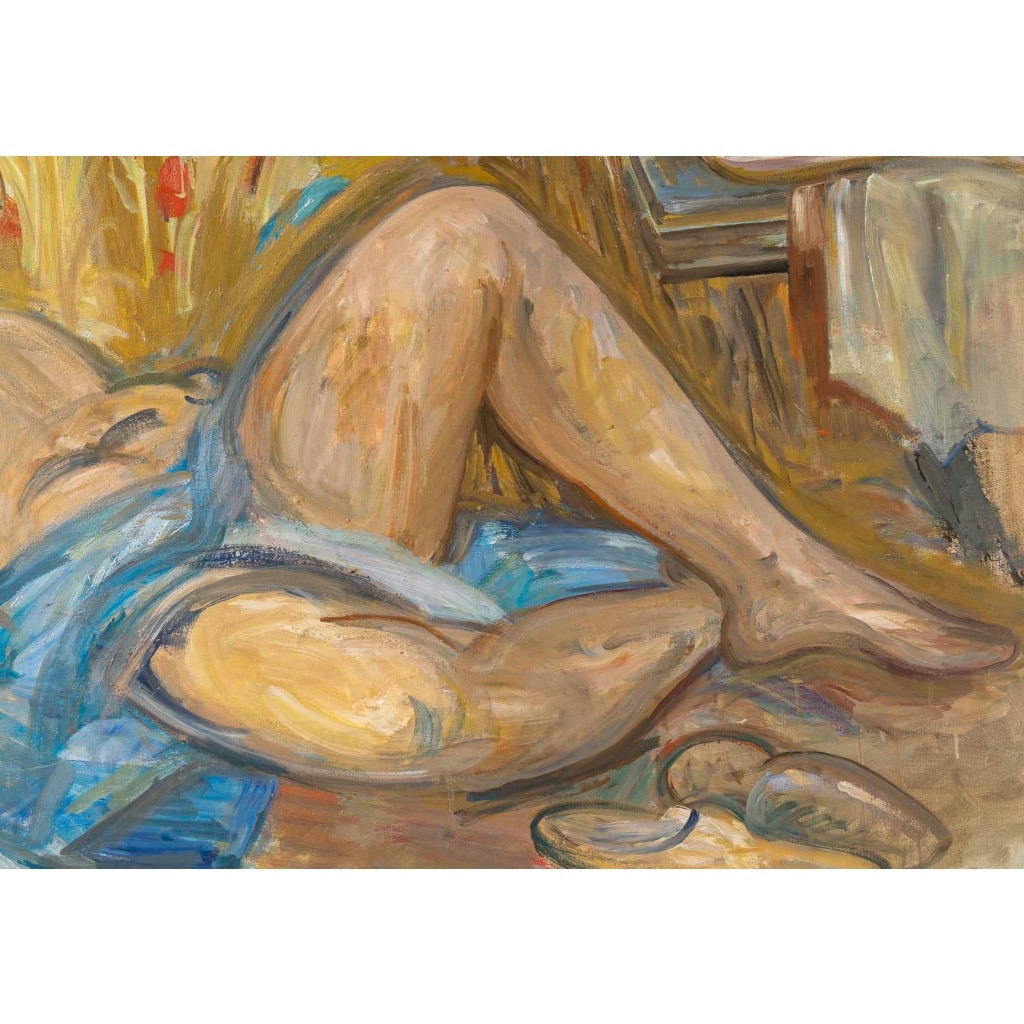 André Planson (1898-1981) – Femme nue alanguie dans un champ de blé, huile sur toile 5
