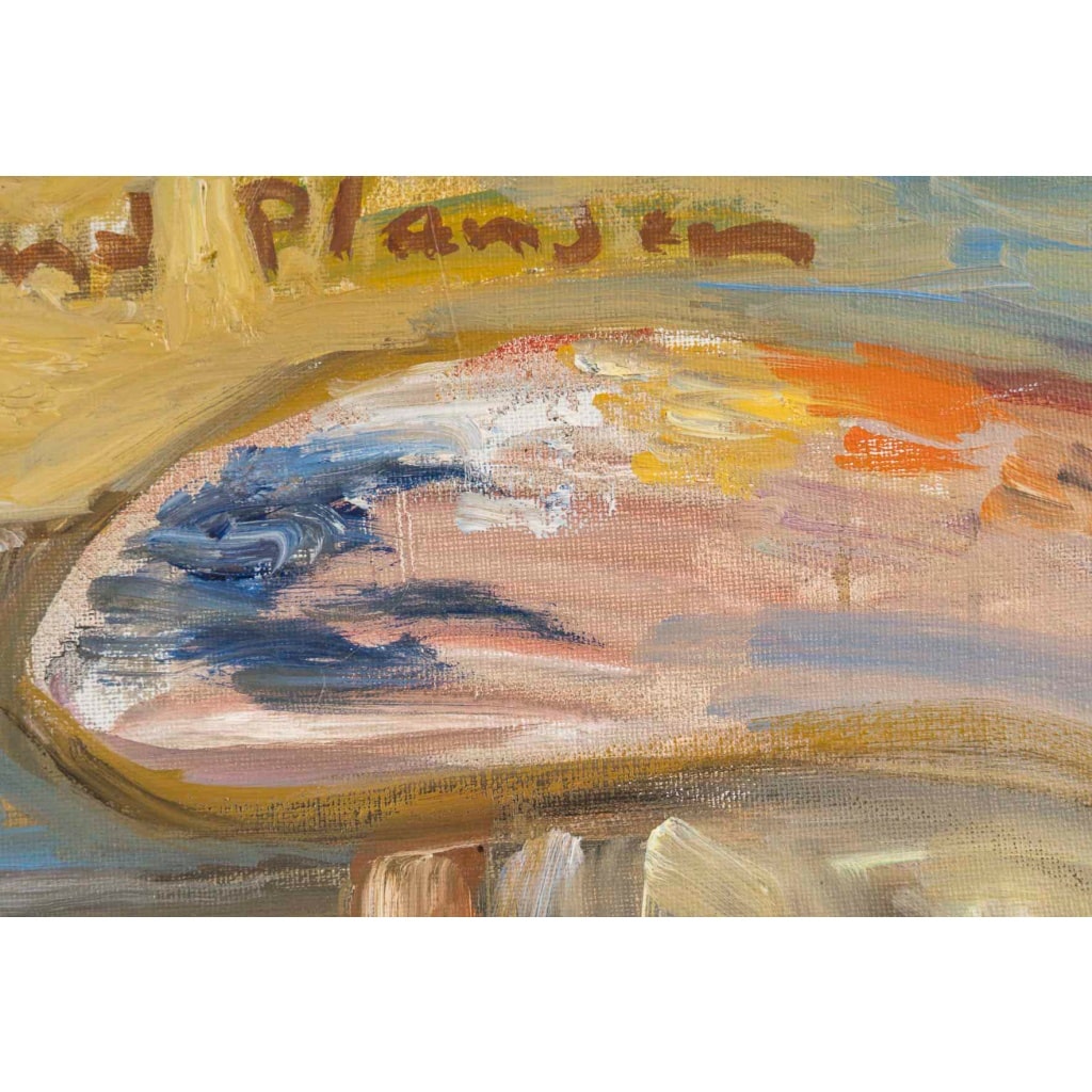 André Planson (1898-1981) – Femme nue alanguie dans un champ de blé, huile sur toile 8