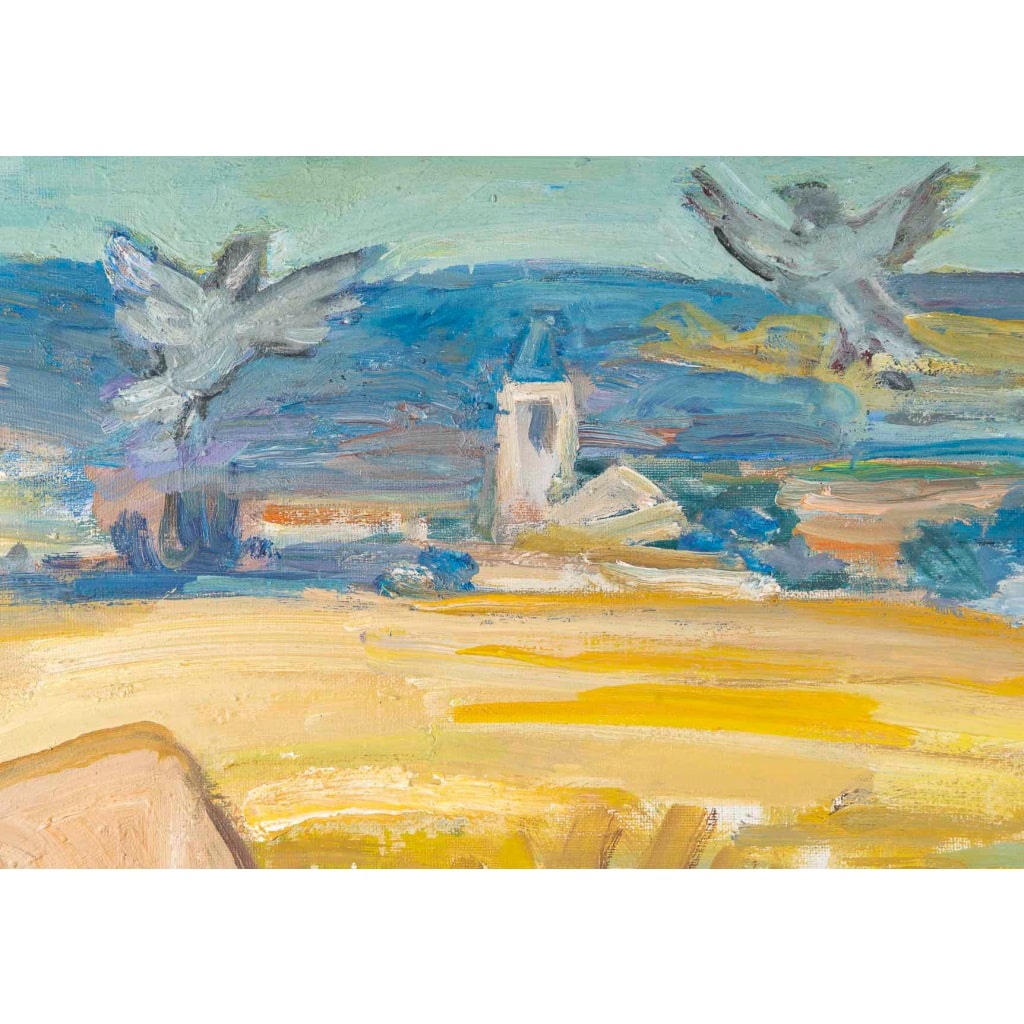 André Planson (1898-1981) – Femme nue alanguie dans un champ de blé, huile sur toile 10