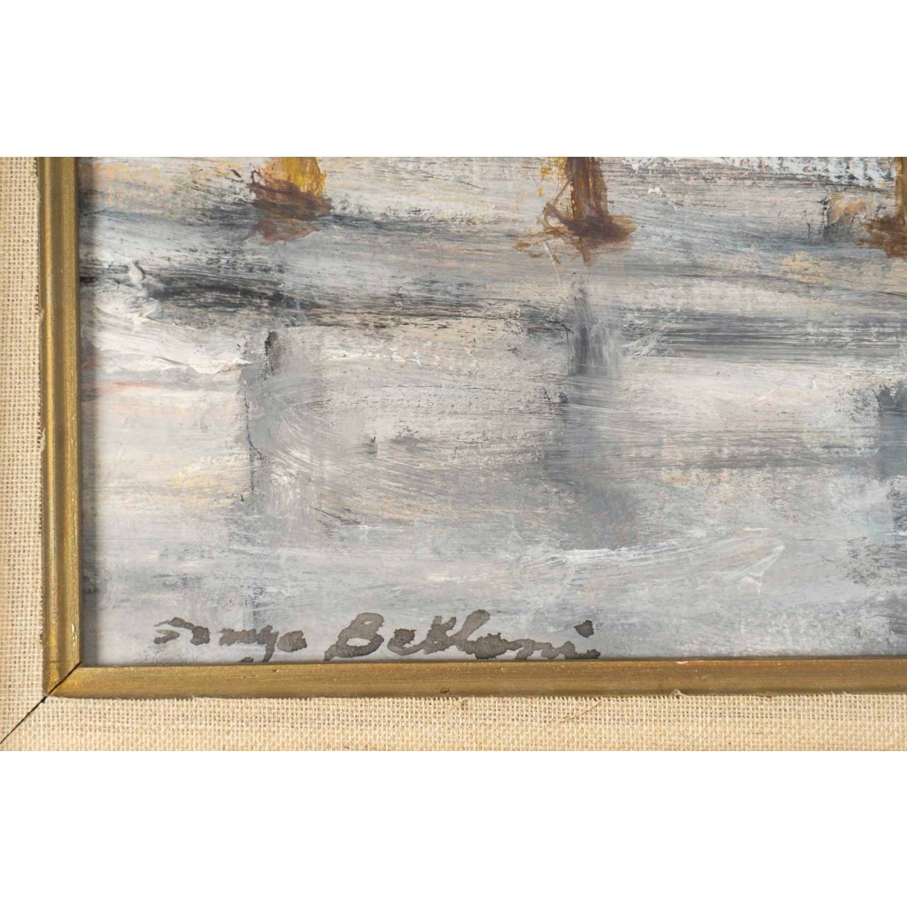 Serge Belloni (1925-2005) – Vue panoramique du Pont Louis-Philippe, des Quais de Seine et de Notre-Dame sous la neige, huile sur bois vers 1997 5 Serge Belloni (1925-2005) – Vue panoramique du Pont Louis-Philippe, des Quais de Seine et de Notre-Dame sous la neige, huile sur bois vers 1997 5