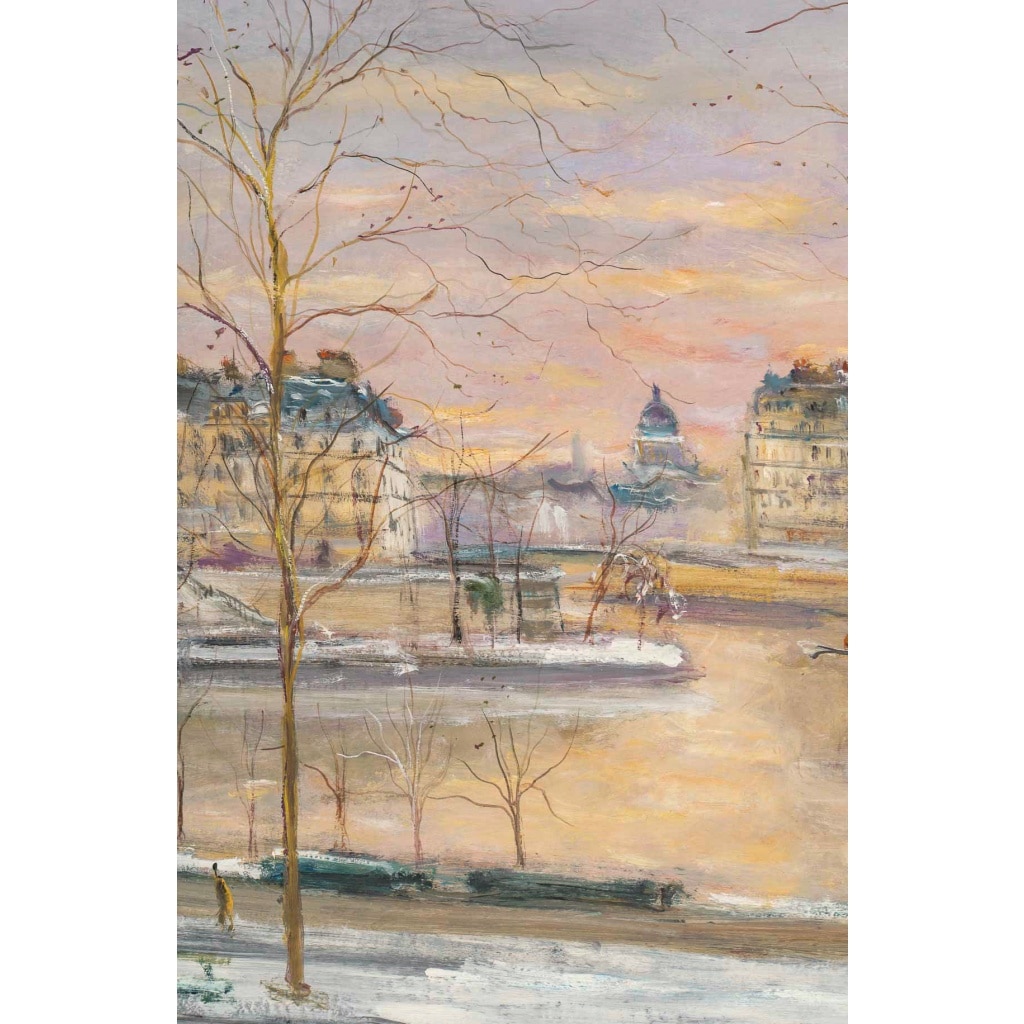 Serge Belloni (1925-2005) – Vue panoramique du Pont Louis-Philippe, des Quais de Seine et de Notre-Dame sous la neige, huile sur bois vers 1997 12 Serge Belloni (1925-2005) – Vue panoramique du Pont Louis-Philippe, des Quais de Seine et de Notre-Dame sous la neige, huile sur bois vers 1997 12